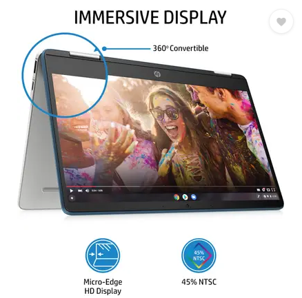 HP Chromebook Intel Celeron Quad Core N4120 - (4 GB/64 GB EMMC Storage/Chrome OS) 14a-ca0504TU Chromebook  (14 Inch, Forest Teal, 1.49 Kg)