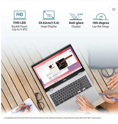 ASUS Chromebook Intel Celeron Dual Core N4500 - (4 GB/64 GB EMMC Storage/Chrome OS) CX1500CKA-NJ0393 Chromebook  (15.6 Inch, Transparent Silver, 1.80 Kg)