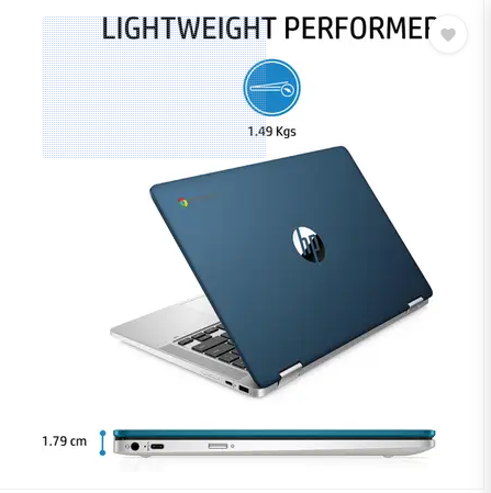 HP Chromebook Intel Celeron Quad Core N4120 - (4 GB/64 GB EMMC Storage/Chrome OS) 14a-ca0504TU Chromebook  (14 Inch, Forest Teal, 1.49 Kg)